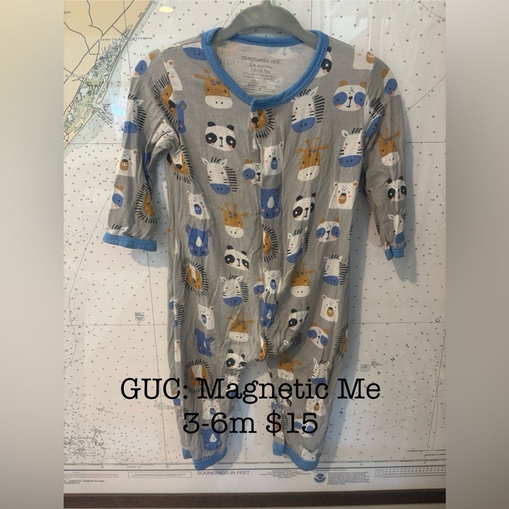 Magnetic Me Gray Animal Print Baby Romper